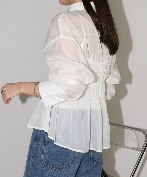 andme(アンドミー)の「ラメシアービスチェ風ペプラムシャツブラウス(シャツ/ブラウス・レディース・ブラック/オフホワイト/チャコールグレー/ダークベージュ/ミント・FREE)」の19枚目の写真