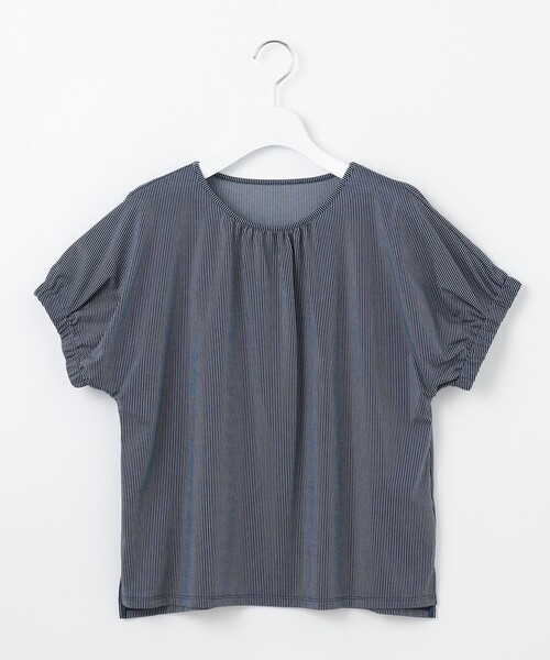 J.PRESS(ジェイプレス)の「【WEB限定カラーあり・洗える】ストライプジャージー フレンチスリーブ カットソー(Tシャツ/カットソー・レディース・ライラック系1/サックスブルー系1/ネイビー系1/ダークグリーン系1・T13/T15)」の13枚目の写真