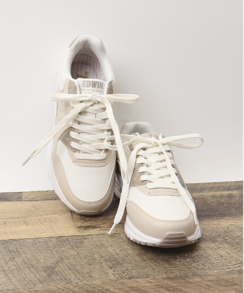 EDWIN(エドウィン)の「EDWIN スニーカー(スニーカー・レディース・ベージュ/ホワイト×ブルー・23cm/23.5cm/24cm/24.5cm)」の5枚目の写真