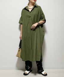 Fizz | 【Fizz/フィズ】 綿麻スキッパーシャツワンピース(シャツワンピース)