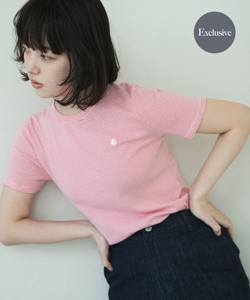 PETIT BATEAU（プチバトー）の「『別注』PETIT BATEAU×DOORS　embroideryt-shirts（Tシャツ/カットソー・レディース・ピンク系その他/ブルー系その他/ホワイト系その他・SMALL/MEDIUM/X-SMALL）」の3枚目の写真
