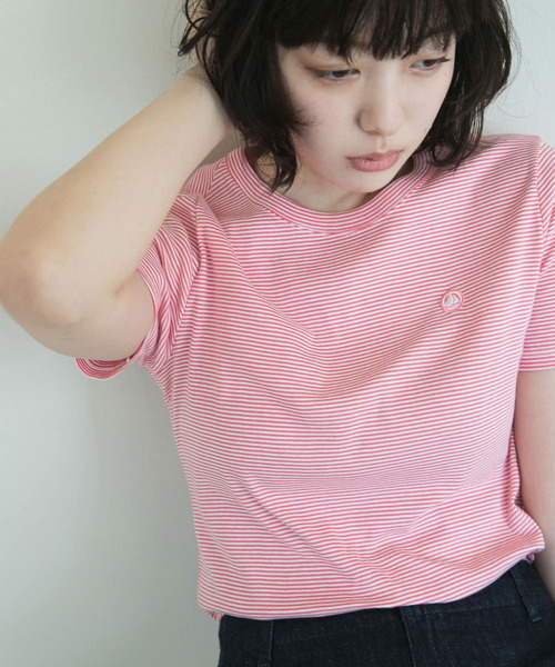 PETIT BATEAU（プチバトー）の「『別注』PETIT BATEAU×DOORS　embroideryt-shirts（Tシャツ/カットソー・レディース・ピンク系その他/ブルー系その他/ホワイト系その他・SMALL/MEDIUM/X-SMALL）」の5枚目の写真