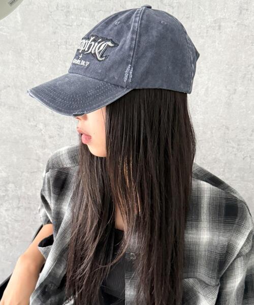 WEGO（ウィゴー）の「WEGO/刺繍ピグメントダメージキャップ（キャップ・レディース・ネイビー/ブラック/カーキ・FREE）」の12枚目の写真