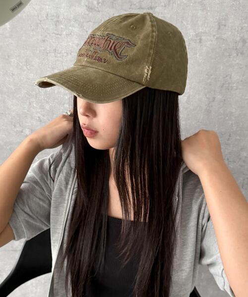 WEGO（ウィゴー）の「WEGO/刺繍ピグメントダメージキャップ（キャップ・レディース・ネイビー/ブラック/カーキ・FREE）」の8枚目の写真