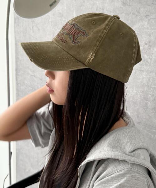 WEGO（ウィゴー）の「WEGO/刺繍ピグメントダメージキャップ（キャップ・レディース・ネイビー/ブラック/カーキ・FREE）」の9枚目の写真