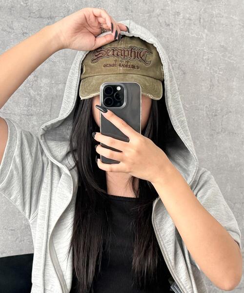 WEGO（ウィゴー）の「WEGO/刺繍ピグメントダメージキャップ（キャップ・レディース・ネイビー/ブラック/カーキ・FREE）」の10枚目の写真