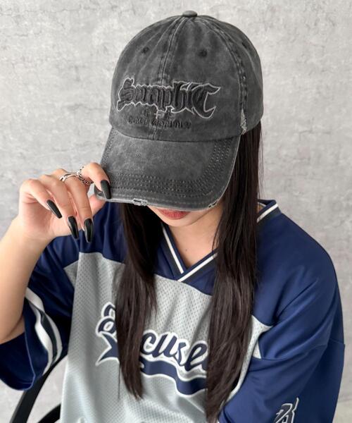 WEGO（ウィゴー）の「WEGO/刺繍ピグメントダメージキャップ（キャップ・レディース・ネイビー/ブラック/カーキ・FREE）」の5枚目の写真