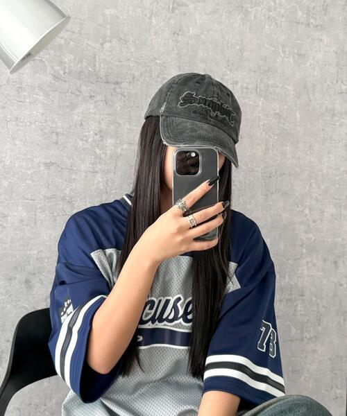 WEGO（ウィゴー）の「WEGO/刺繍ピグメントダメージキャップ（キャップ・レディース・ネイビー/ブラック/カーキ・FREE）」の7枚目の写真