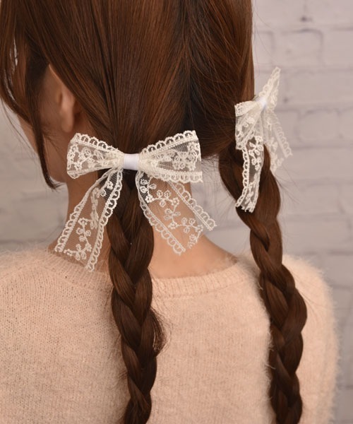 Mayree(メイリー)の「【float】レース リボン デザイン モノトーン ヘアクリップ【2個セット】(バレッタ/ヘアクリップ・レディース・ホワイト/ブラック・FREE)」の5枚目の写真