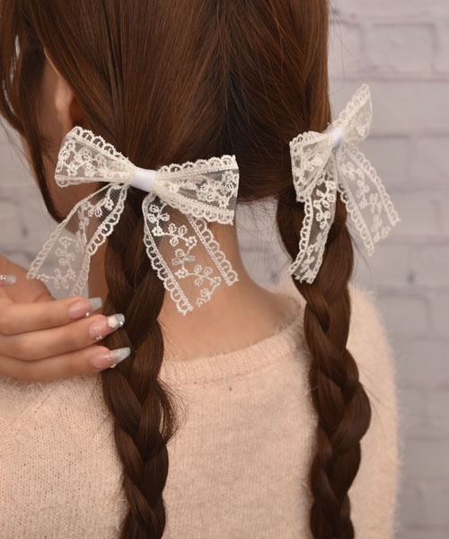 Mayree(メイリー)の「【float】レース リボン デザイン モノトーン ヘアクリップ【2個セット】(バレッタ/ヘアクリップ・レディース・ホワイト/ブラック・FREE)」の6枚目の写真