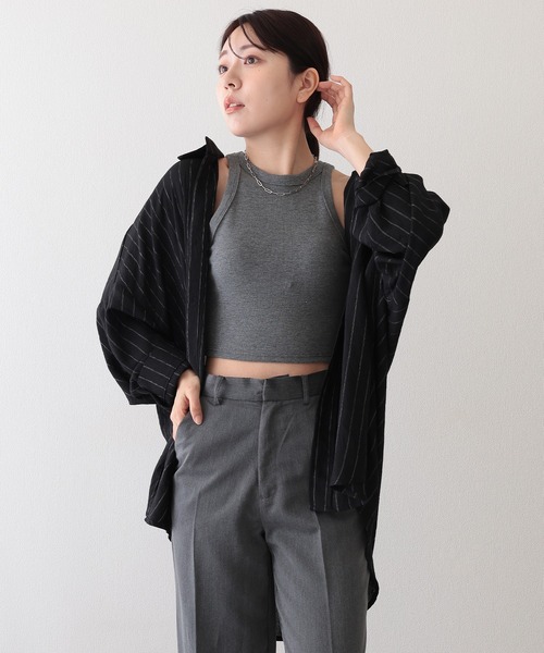 Lace Ladies（レースレディース）の「ストライプ柄 オーバーサイズ レギュラーカラー 長袖 シャツ（シャツ/ブラウス・レディース・アイボリー/ブラック・FREE）」の3枚目の写真