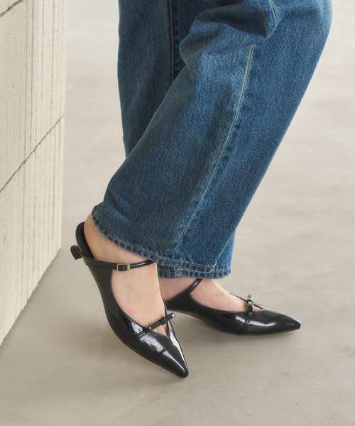 極美品　ルタロン　3.5cmリボンストラップミュール　ブラック LE TALON｜3.5cmリボンストラップミュール | Rakuten Fashion