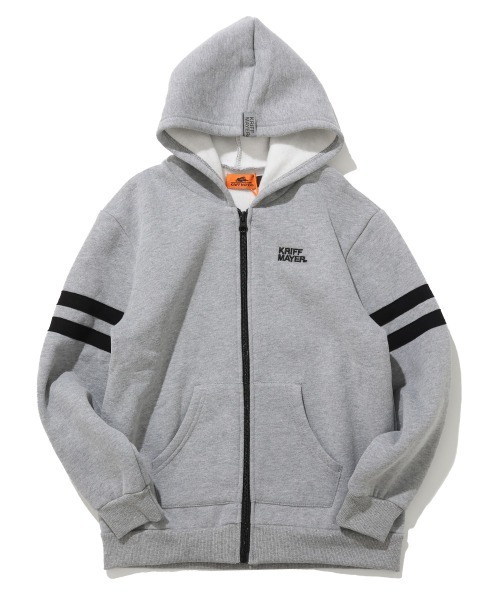 KRIFF MAYER Kid's Collection（クリフメイヤーキッズコレクション）の「【裏起毛】あたたか袖ラインパーカー（パーカー・キッズ・オフホワイト/グレー/ネイビー/イエロー/チャコール・160/150/140/130/120/170）」の2枚目の写真