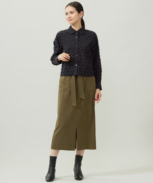 セール】シアージオメトリックジャカードクロップド丈 ブラウス