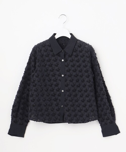 セール】シアージオメトリックジャカードクロップド丈 ブラウス