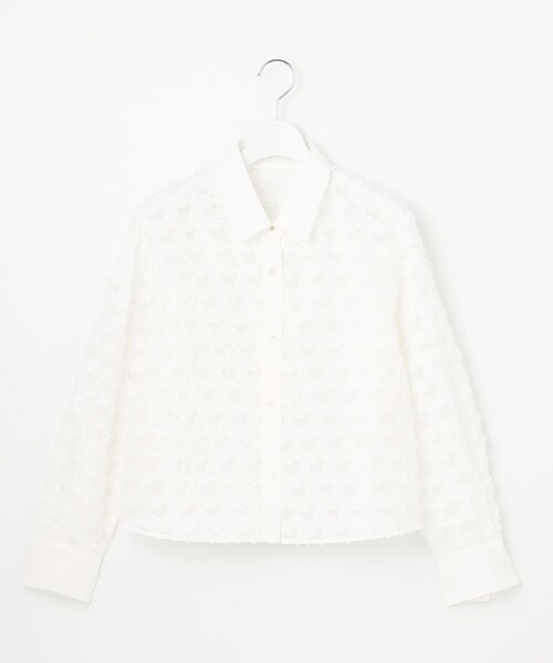 セール】シアージオメトリックジャカードクロップド丈 ブラウス