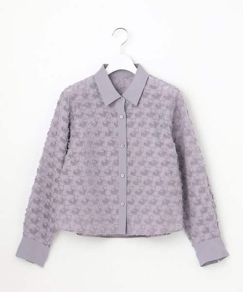 セール】シアージオメトリックジャカードクロップド丈 ブラウス