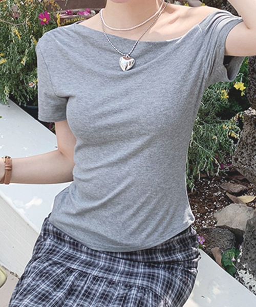 frunco(フランコ)の「ワンショルTシャツ(Tシャツ/カットソー・レディース・ブラック/グレー/ホワイト・FREE)」の14枚目の写真