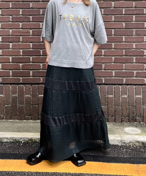 terrace(テラス)の「シアータックプリーツメッシュティアードスカート(スカート・レディース・ダークグリーン/ワイン/ブラック・MEDIUM)」の21枚目の写真