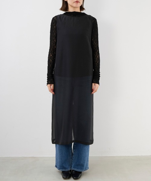 MICA&DEAL（マイカ＆ディール）の「シアーレイヤードワンピース（ワンピース・レディース・オフホワイト/ブラック/ブラウン・FREE）」の15枚目の写真