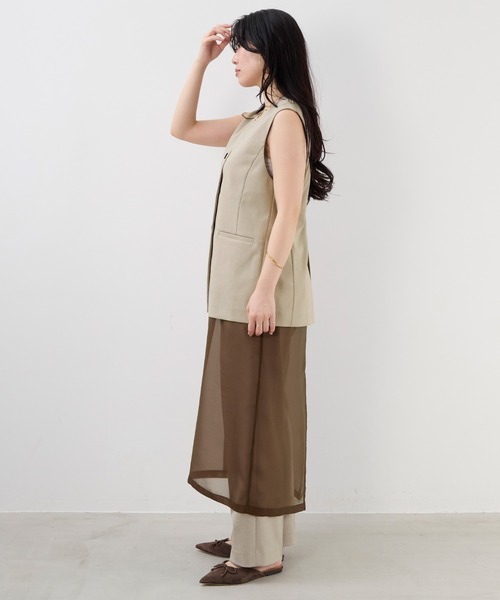 MICA&DEAL（マイカ＆ディール）の「シアーレイヤードワンピース（ワンピース・レディース・オフホワイト/ブラック/ブラウン・FREE）」の6枚目の写真