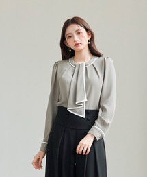 【高評価4.75】首元2wayボウタイ配色ブラウス