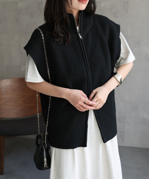 セール】ダブルZIPリブニットベスト（ベスト）｜ap retro（アプレトロ