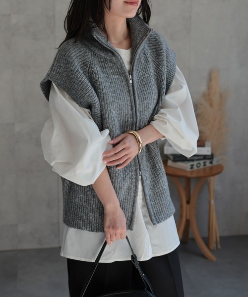 セール】ダブルZIPリブニットベスト（ベスト）｜ap retro（アプレトロ