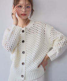 Les Copains 透かし編みホワイトカーディガン 42サイズ Les Copains 透かし編みホワイトカーディガン 42サイズ Les