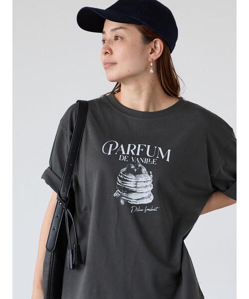 Lugnoncure(ルノンキュール)の「パンケーキモチーフTシャツ(Tシャツ/カットソー・レディース・ブラック/チャコールグレー/オフホワイト・F)」の3枚目の写真