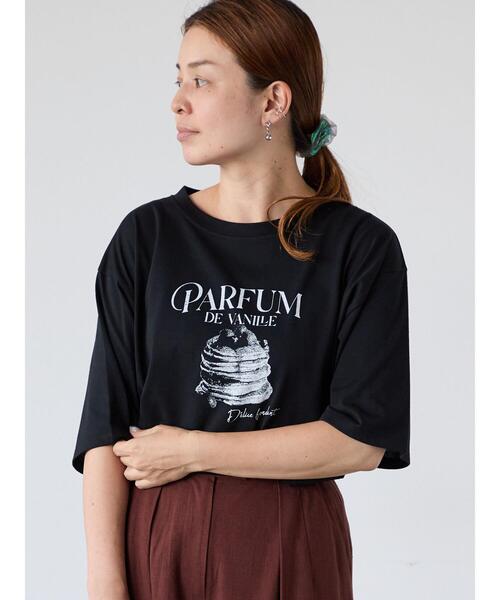 Lugnoncure(ルノンキュール)の「パンケーキモチーフTシャツ(Tシャツ/カットソー・レディース・ブラック/チャコールグレー/オフホワイト・F)」の2枚目の写真