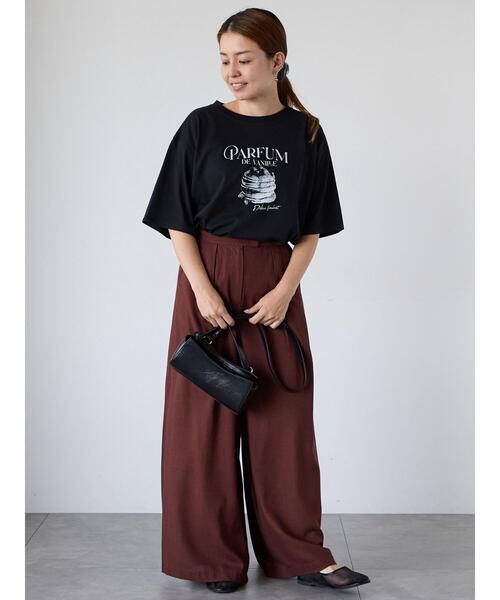 Lugnoncure(ルノンキュール)の「パンケーキモチーフTシャツ(Tシャツ/カットソー・レディース・ブラック/チャコールグレー/オフホワイト・F)」の7枚目の写真