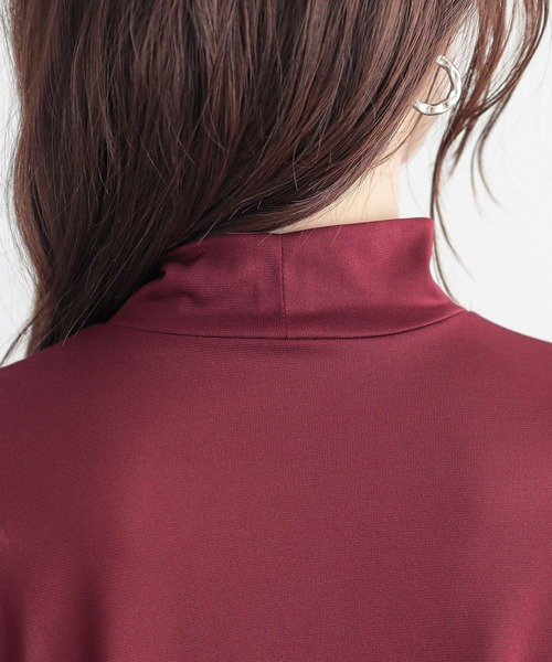 n'OrLABEL（ノアールレーベル）の「『シアー指穴スタンドネックカットソー』（Tシャツ/カットソー・レディース・ラベンダー/ブラック系その他/オフホワイト/ボルドー/ブルーグリーン・2/1）」の12枚目の写真