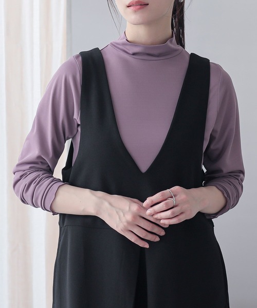 n'OrLABEL（ノアールレーベル）の「『シアー指穴スタンドネックカットソー』（Tシャツ/カットソー・レディース・ラベンダー/ブラック系その他/オフホワイト/ボルドー/ブルーグリーン・2/1）」の13枚目の写真