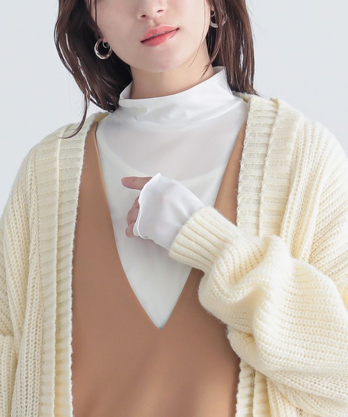 n'OrLABEL（ノアールレーベル）の「『シアー指穴スタンドネックカットソー』（Tシャツ/カットソー・レディース・ラベンダー/ブラック系その他/オフホワイト/ボルドー/ブルーグリーン・2/1）」の16枚目の写真