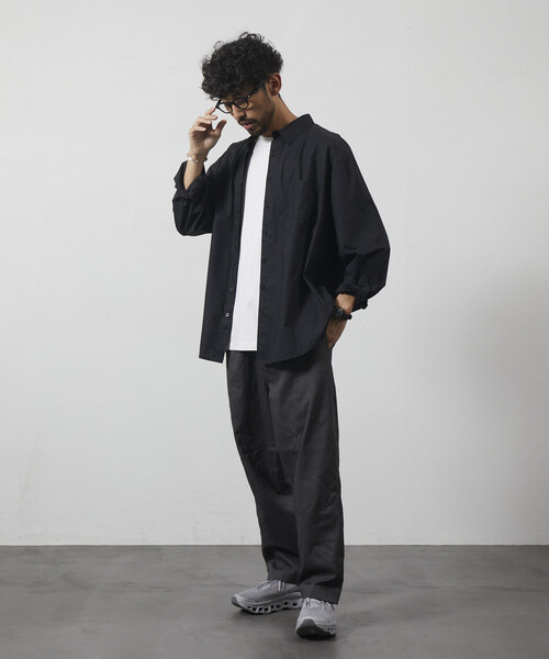 Firsthand（ファーストハンド）の「Firsthand/ファーストハンド リラックスフィット ブロードシャツ / レギュラーカラー / 長袖（シャツ/ブラウス・メンズ・ブラック/ホワイト/ブルー/ストライプ・M/L）」の7枚目の写真