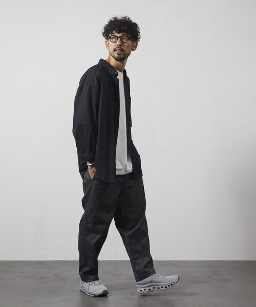 Firsthand（ファーストハンド）の「Firsthand/ファーストハンド リラックスフィット ブロードシャツ / レギュラーカラー / 長袖（シャツ/ブラウス・メンズ・ブラック/ホワイト/ブルー/ストライプ・M/L）」の8枚目の写真