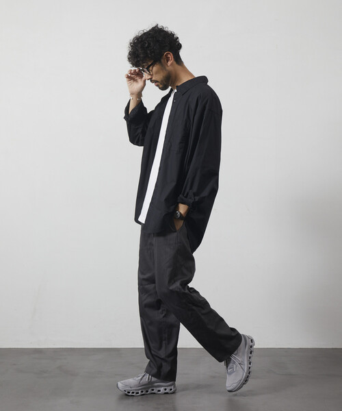 Firsthand（ファーストハンド）の「Firsthand/ファーストハンド リラックスフィット ブロードシャツ / レギュラーカラー / 長袖（シャツ/ブラウス・メンズ・ブラック/ホワイト/ブルー/ストライプ・M/L）」の9枚目の写真