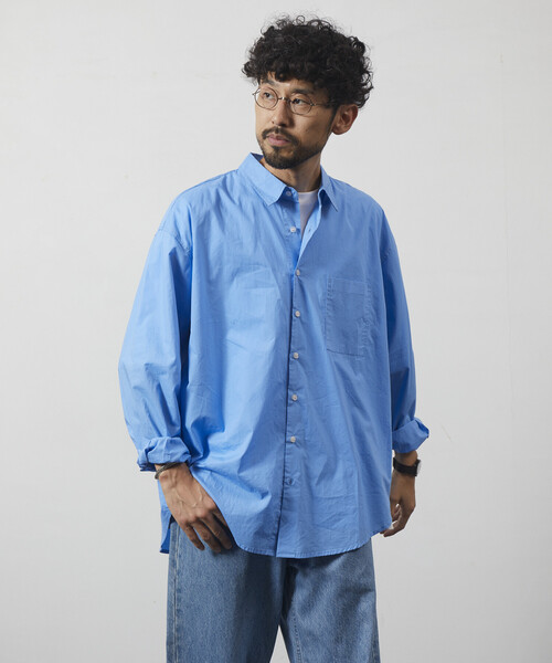 Firsthand（ファーストハンド）の「Firsthand/ファーストハンド リラックスフィット ブロードシャツ / レギュラーカラー / 長袖（シャツ/ブラウス・メンズ・ブラック/ホワイト/ブルー/ストライプ・M/L）」の10枚目の写真