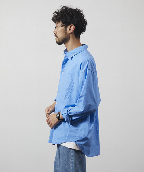 Firsthand（ファーストハンド）の「Firsthand/ファーストハンド リラックスフィット ブロードシャツ / レギュラーカラー / 長袖（シャツ/ブラウス・メンズ・ブラック/ホワイト/ブルー/ストライプ・M/L）」の12枚目の写真