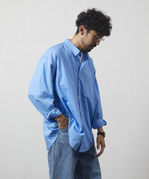 Firsthand（ファーストハンド）の「Firsthand/ファーストハンド リラックスフィット ブロードシャツ / レギュラーカラー / 長袖（シャツ/ブラウス・メンズ・ブラック/ホワイト/ブルー/ストライプ・M/L）」の14枚目の写真