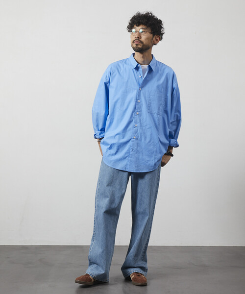 Firsthand（ファーストハンド）の「Firsthand/ファーストハンド リラックスフィット ブロードシャツ / レギュラーカラー / 長袖（シャツ/ブラウス・メンズ・ブラック/ホワイト/ブルー/ストライプ・M/L）」の16枚目の写真