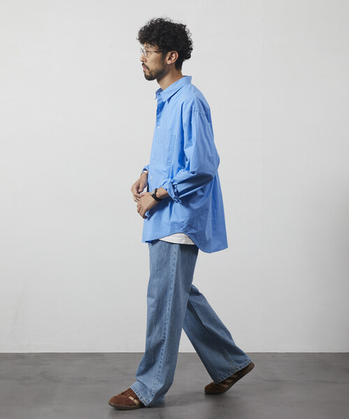 Firsthand（ファーストハンド）の「Firsthand/ファーストハンド リラックスフィット ブロードシャツ / レギュラーカラー / 長袖（シャツ/ブラウス・メンズ・ブラック/ホワイト/ブルー/ストライプ・M/L）」の17枚目の写真