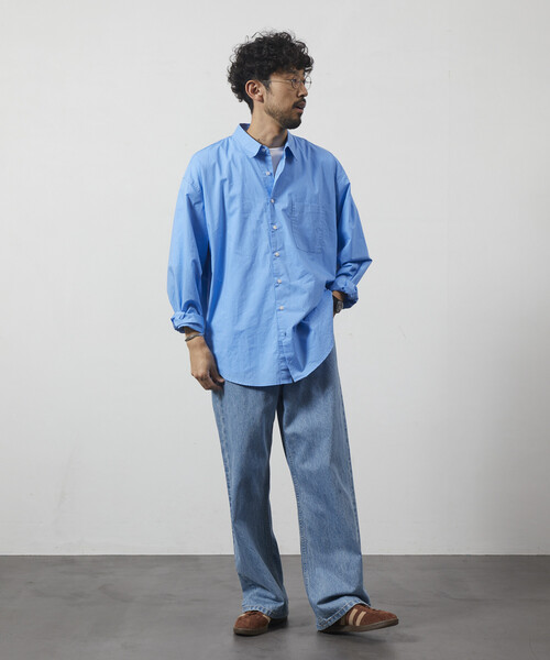 Firsthand（ファーストハンド）の「Firsthand/ファーストハンド リラックスフィット ブロードシャツ / レギュラーカラー / 長袖（シャツ/ブラウス・メンズ・ブラック/ホワイト/ブルー/ストライプ・M/L）」の18枚目の写真