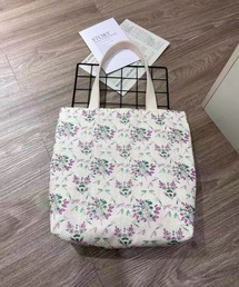 フラワー刺繍キャンバストートバッグ