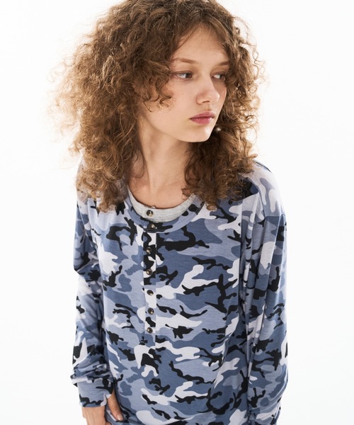 WISH FOR EVER(ウィッシュフォーエバー)の「CAMO DESIGN DOCKING HENRY NECK LONG SLEEVE PULLOVER / カモデザインドッキングヘンリーネックロングスリーブプルオーバー(Tシャツ/カットソー・メンズ・グリーン/ブラウン/ブルー・MEDIUM/SMALL/LARGE)」の21枚目の写真