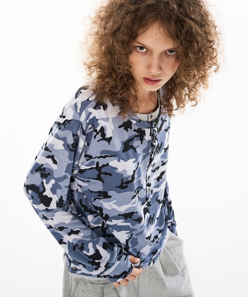 WISH FOR EVER(ウィッシュフォーエバー)の「CAMO DESIGN DOCKING HENRY NECK LONG SLEEVE PULLOVER / カモデザインドッキングヘンリーネックロングスリーブプルオーバー(Tシャツ/カットソー・メンズ・グリーン/ブラウン/ブルー・MEDIUM/SMALL/LARGE)」の22枚目の写真