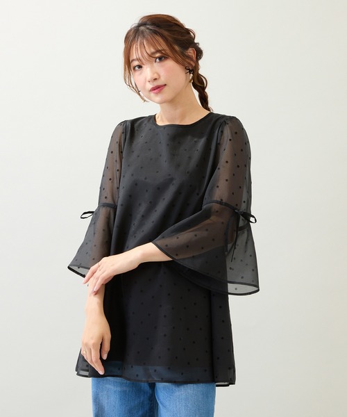 ローズティアラ（Rose Tiara）/ドットフロッキーブラウス セール】ドットフロッキーブラウス（シャツ/ブラウス）｜Rose Tiara