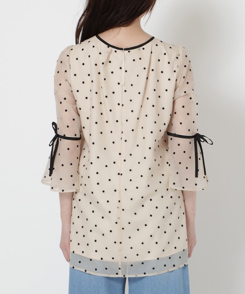 新品　ローズティアラ　ビックリボン　秋ドットフロッキー　チュニック　ブラウス 新品 ローズティアラ ビックリボン 秋ドットフロッキー