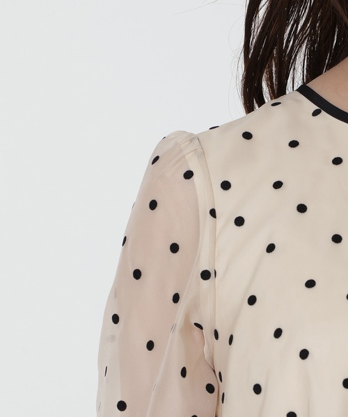 新品　ローズティアラ　ビックリボン　秋ドットフロッキー　チュニック　ブラウス 新品 ローズティアラ ビックリボン 秋ドットフロッキー